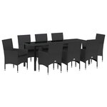 vidaXL Ensemble de salle à manger pour jardin 9 Pièces Noir polyrotin