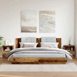 vidaXL Table de chevet 2 Pièces vieux bois 40x40x50 cm bois d’ingénierie