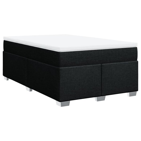 vidaXL Sommier à lattes de lit avec matelas noir 120x190 cm tissu