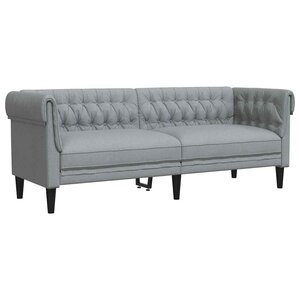 vidaXL Canapé Chesterfield Gris clair 201.5 x 74.5 x 74.5 cm tissu