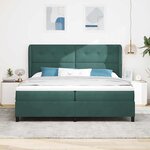 vidaXL Lit à ressorts avec matelas Vert foncé 200 x 200 cm Polyester