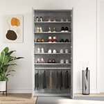 vidaXL Armoire à chaussures gris béton 80x39x180 cm en bois aggloméré