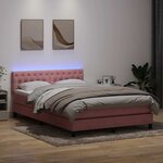 vidaXL Sommier à lattes de lit avec matelas et LED rose 160x210 cm velours
