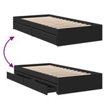 vidaXL Cadre de lit avec tiroirs noir 90x200 cm bois d'ingénierie