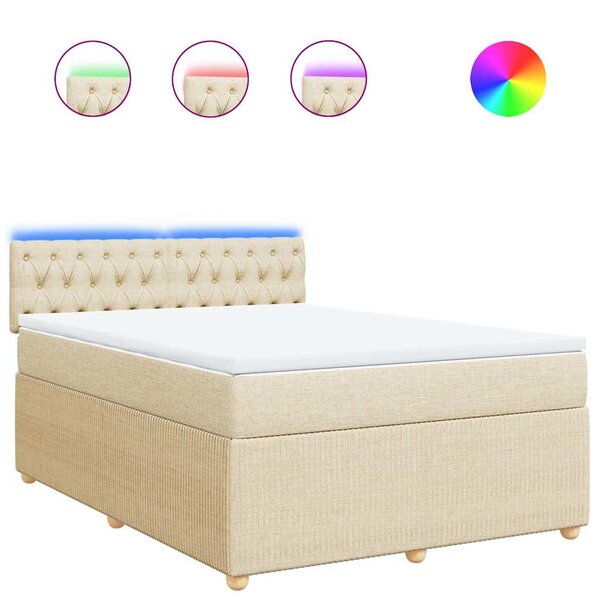 vidaXL Sommier à lattes de lit avec matelas Crème 140x190 cm Tissu