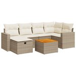 vidaXL Salon de jardin avec coussins 7 Pièces beige résine tressée