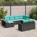 vidaXL Salon de jardin 10 Pièces avec coussins noir résine tressée