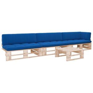 vidaXL Salon de jardin palette 4Pièces avec coussins Bois de pin imprégné