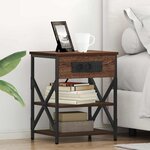 vidaXL Table de nuit avec station de chargement Chêne marron