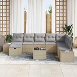 vidaXL Ensemble de canapé de jardin 9 Pièces Beige Poly rotin