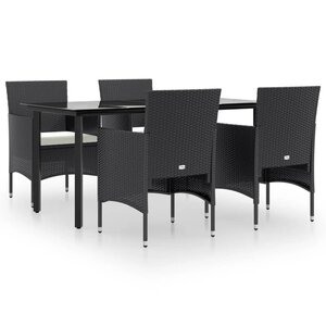 vidaXL Ensemble à manger de jardin avec coussins 5 Pièces Noir