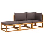 vidaXL Salon de jardin avec coussins 3 Pièces bois massif d'acacia
