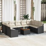 vidaXL Ensemble de canapé de jardin 10 Pièces Noir et blanc