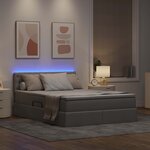 vidaXL Lit avec rangement et LED Taupe 140 x 200 cm Polyester