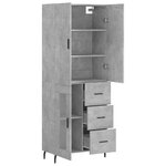 vidaXL Buffet haut Gris béton 69 5x34x180 cm Bois d'ingénierie