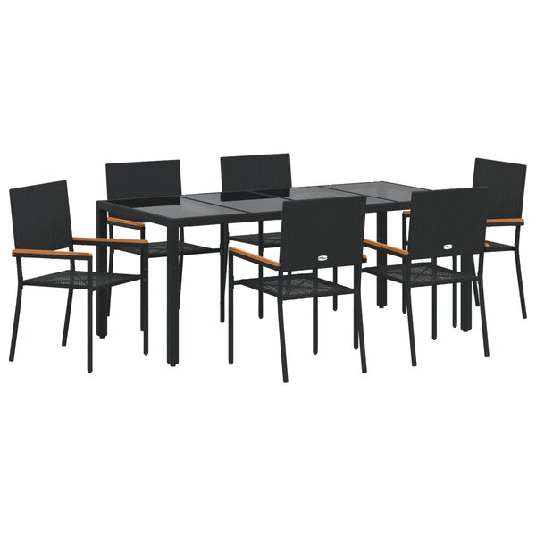 vidaXL Ensemble de jardin 7 pièces Noir Poly Rattan