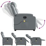 vidaXL Fauteuil inclinable de massage électrique gris similicuir
