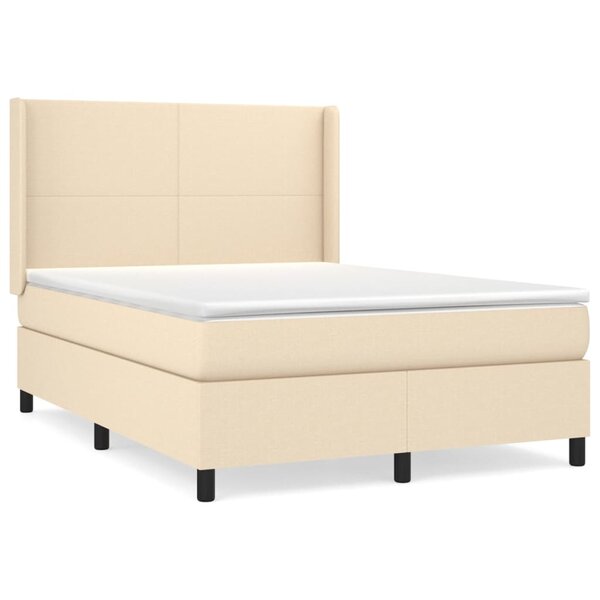 vidaXL Sommier à lattes de lit avec matelas Crème 140x200 cm Tissu