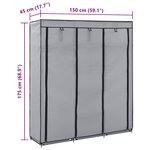 vidaXL Armoire avec compartiments et barres Gris 150x45x175 cm Tissu