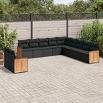 vidaXL Salon de jardin 11 Pièces avec coussins noir résine tressée