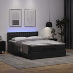 vidaXL Lit ottoman avec matelas & LED Noir 140x190cm similicuir