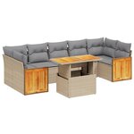 vidaXL Salon de jardin avec coussins 8 Pièces beige résine tressée