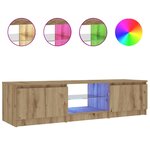 vidaXL Meuble TV avec lumières LED chêne artisanal bois d'ingénierie