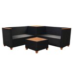 vidaXL Salon de jardin 4 Pièces avec coussins Résine tressée Noir