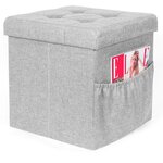 Pouf coffre de rangement avec range magazines