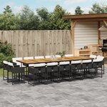 vidaXL Ensemble à manger de jardin 17 Pièces coussins noir résine tressée