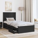 vidaXL Cadre de lit avec tiroir Noir 90 x 190 cm Bois Ingénierie