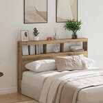 vidaXL Armoire tête de lit avec LED chêne artisanal 160x17x102 cm