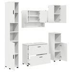 vidaXL Ensemble de mobilier de salle de bain avec tiroir 5 Pièces Blanc