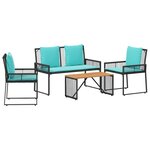 vidaXL Ensemble de meubles d'extérieur 9 Pièces Noir et turquoise
