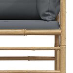 vidaXL Canapé d'angle de jardin avec coussins gris foncé Bambou