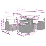 vidaXL Ensemble de canapé de jardin avec coussin 6 Pièces Noir Poly rotin