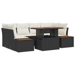 vidaXL Ensemble de salle à manger pour jardin 7 Pièces Noir et crème