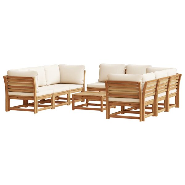 vidaXL Salon de jardin avec coussins 9 Pièces bois massif d'acacia