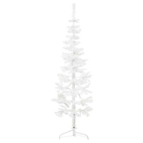 vidaXL Demi sapin de Noël artificiel mince avec support Blanc 120 cm