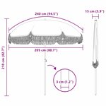 vidaXL Parasol Gris et blanc Ø 205 x 209 cm Acier