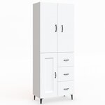 vidaXL Buffet haut Blanc 69 5x34x180 cm Bois d'ingénierie
