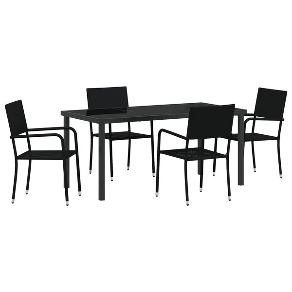 vidaXL Ensemble de repas de jardin 5 pièces en poly rattan noir