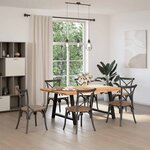 vidaXL Table à manger avec bord naturel 180x100x74cm bois massif chêne