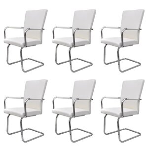 vidaXL Chaises à manger cantilever lot de 6 blanc similicuir
