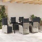 vidaXL Ensemble de salle à manger de jardin 7 pièces Gris clair Poly Rattan