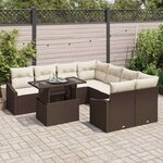 vidaXL Ensemble de canapé de jardin 9 Pièces Marron polyrotin