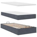 vidaXL Cadre de lit ottoman avec matelas gris foncé 80x200 cm velours