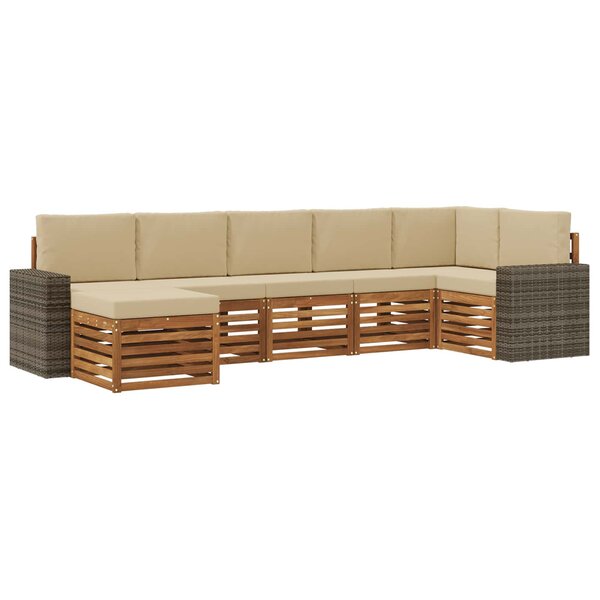 vidaXL Ensemble de canapés d'extérieur 7 pc Naturel et Beige