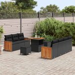 vidaXL Ensemble de canapé de jardin 10 Pièces Noir et Marron polyrotin
