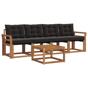vidaXL Ensemble de canapés d'extérieur 5 pc Naturel et Noir